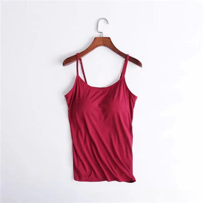 Elevate Your Summer Wardrobe with Our Sexy Solid Padded Bra Camisole - Women’s Backless Tank Top with Built-in Support