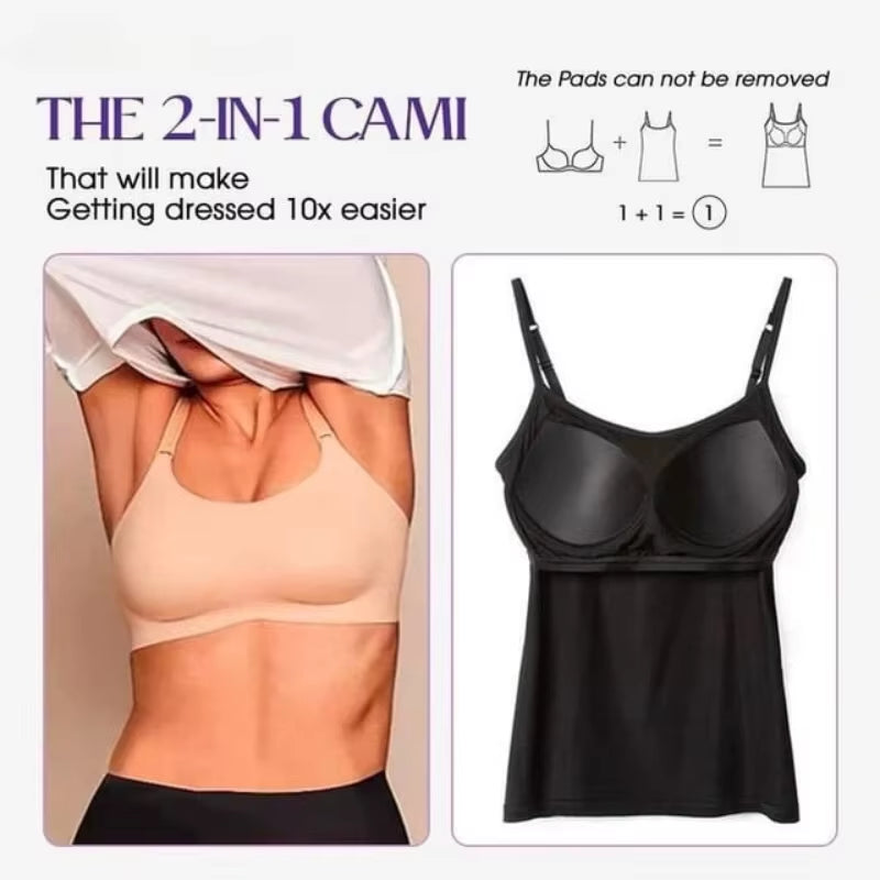 Elevate Your Summer Wardrobe with Our Sexy Solid Padded Bra Camisole - Women’s Backless Tank Top with Built-in Support
