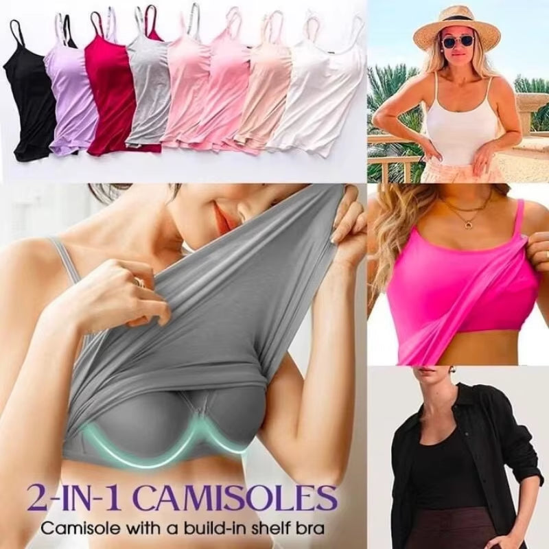 Elevate Your Summer Wardrobe with Our Sexy Solid Padded Bra Camisole - Women’s Backless Tank Top with Built-in Support