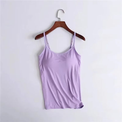 Elevate Your Summer Wardrobe with Our Sexy Solid Padded Bra Camisole - Women’s Backless Tank Top with Built-in Support